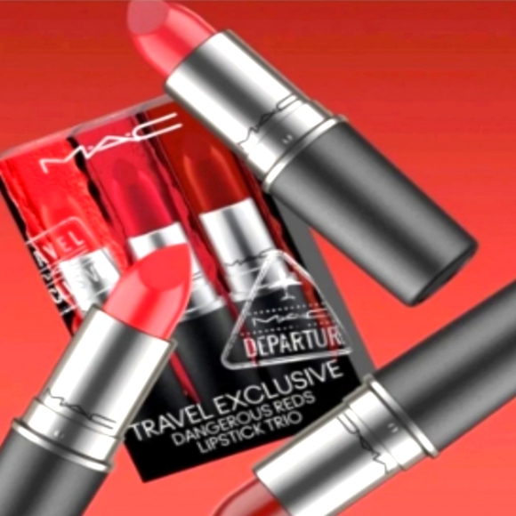 MAC Travel Exclusive Dangerous Reds Lipstick Trio Set Lady Danger/Ruby Woo/Chili - Picture 1 of 9